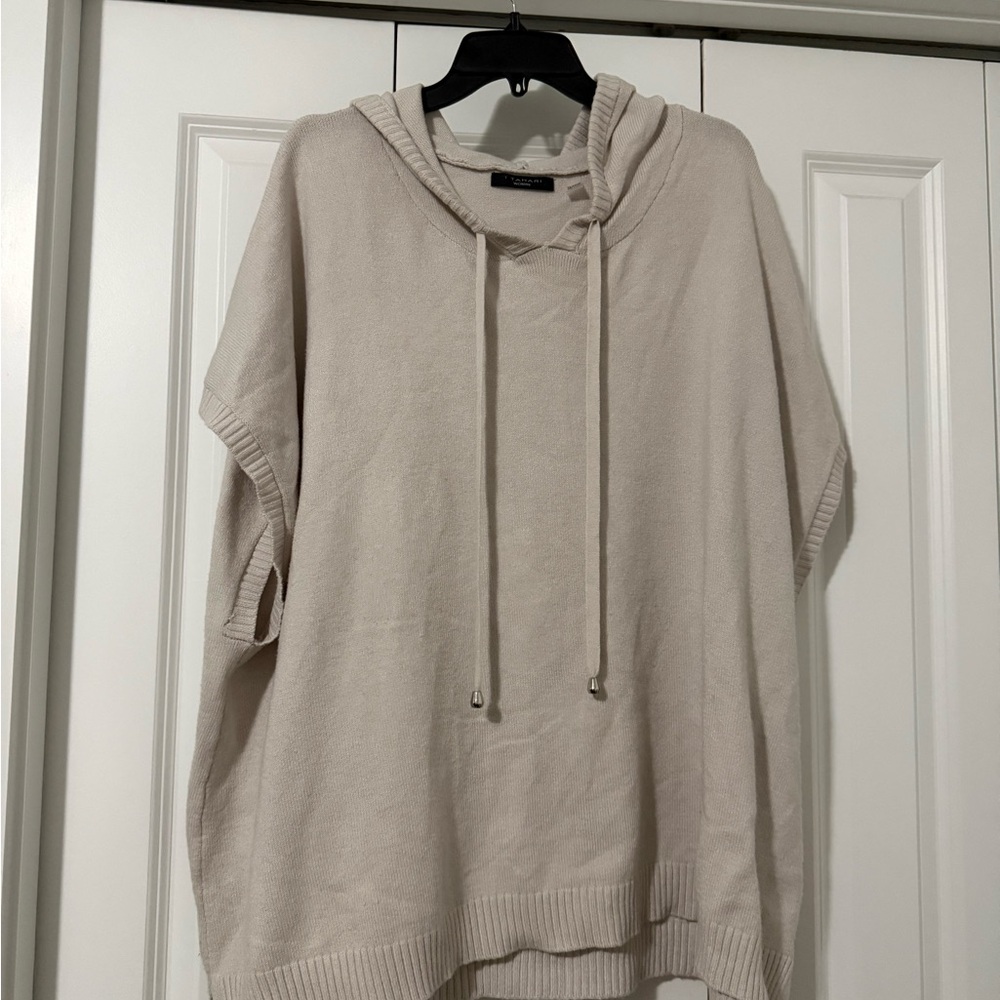Tahari Women's plus Cream Hooded Sweater